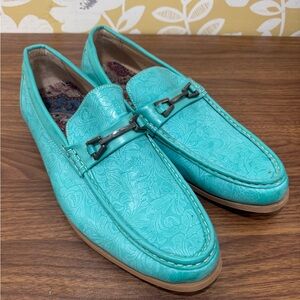 Elegant Turquoise Loafers with Metal Accent